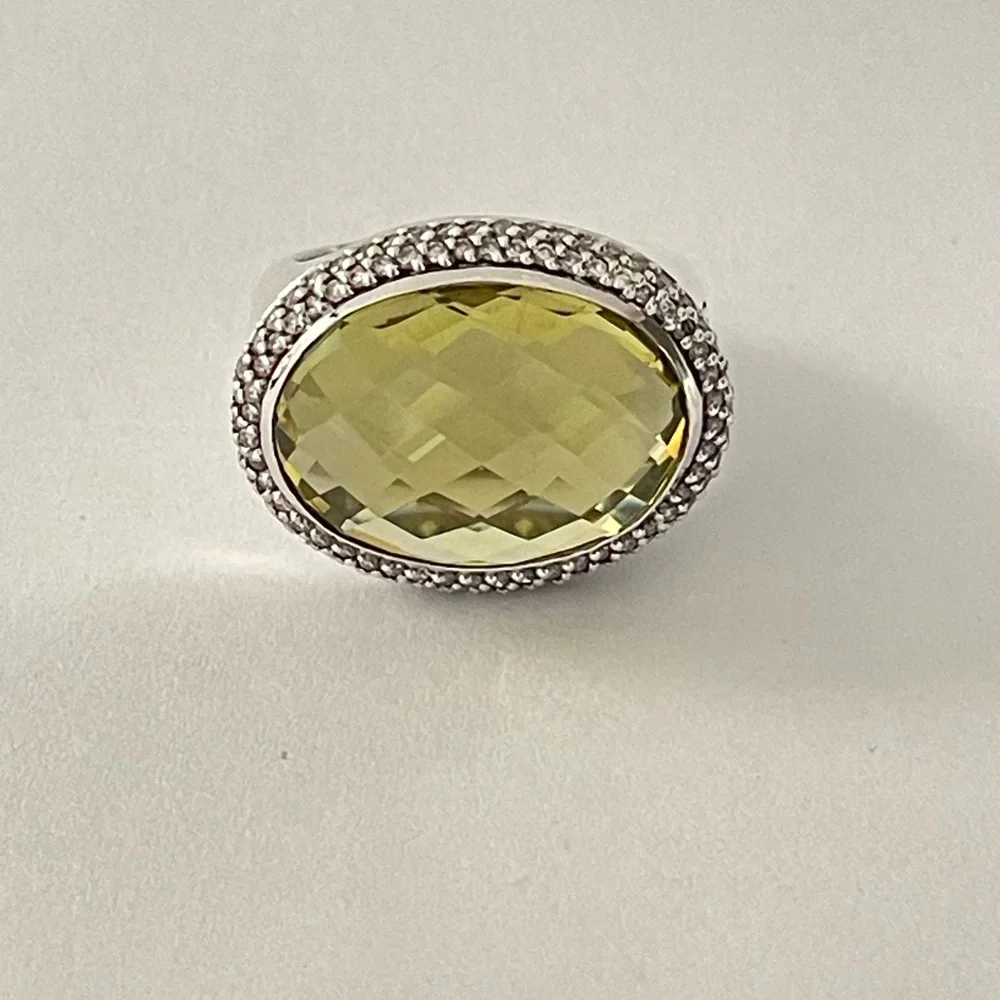 David Yurman, lemon citrine and diamond East West Signature Oval Ring size 6 1/2 - Picture 3 of 10
